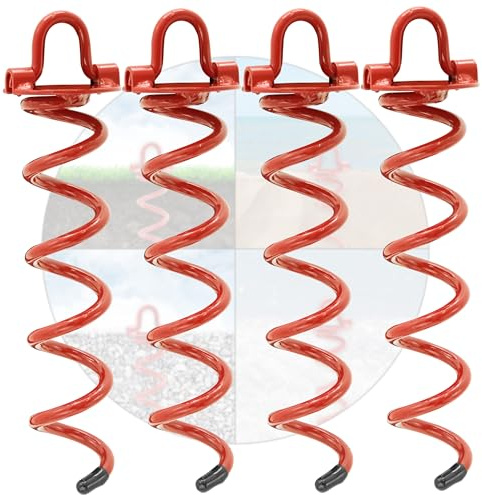 HAFIX Bodenanker Bodenspirale 370x75mm Erdanker Ø9,6mm Zubehör zur Befestigung für Trampolin, Poolabdeckplanen zum Eindrehen. Sturmanker zur Sicherungen von Hunden, Pavillons, Zelte, Schaukel. 4 STK.