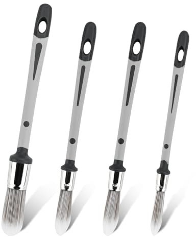 Bekecidi 4 Pinceles de Pintura para Paredes, 0,37/0,51/0,59/0,78 Pulgadas, Pinceles Redondos Puntiagudos Pequeños Pinceles para Paredes, Retoque, Gabinetes, Vallas, Herramienta de Pintura de Bordes