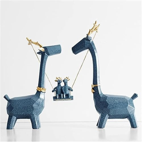 MIFANI Deko-Statue, Giraffen-Ornamente for Wohnzimmer, Giraffen-Skulpturen, Moderne Heimdekoration, Accessoires, Weihnachten, Hirsch-Statue, Figur, Blau