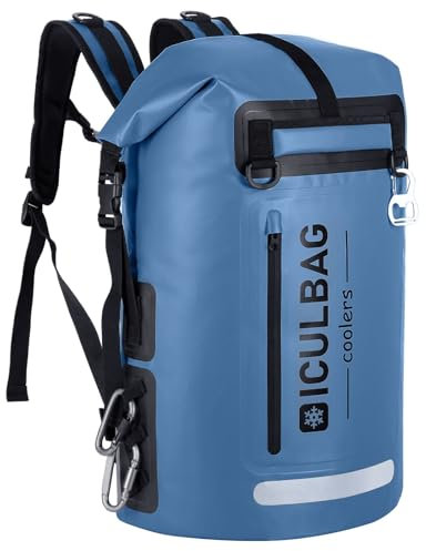 Iculbag 35L Kühltasche mit Eisbehälter,Kühlrucksack für 48 Getränkedosen (12h), faltbar für Outdoor,Grillen kühlakkus für kühltasche Festival Camping Picknick