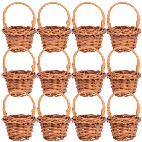 Kichvoe 12 Cestas Pequeñas De Mimbre Cesta Tejida De Mano Cesta De Flores Mini Decorativa Para Hogar Oficina Y Fiestas Para Fotos Y Pequeños Objetos 2.55 X 1.77 X 1.18 in