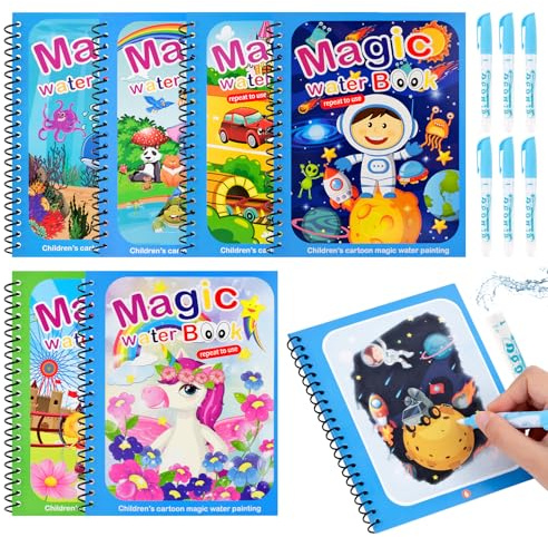 MINISO 6 Stück Malbuch & 6 Wasserstifte, magisches Spielzeug zum Ausmalen, Wasserbasis-Buch für Kinder, Geschenk für Jungen und Mädchen