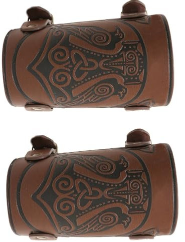 Rollenspiel-Ritter-Armbänder mit verstellbarem Stift, mittelalterliche Handgelenkschienen, Herren, verstellbare Armschienen mit geprägtem Muster, Handgelenkschutz für Erwachsene und Erwachsene,