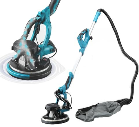 Kindevieft Ponceuse pour Cloisons SèChes, Ponceuse éLectrique 1800 W, Ponceuse Murale avec Collecteur De PoussièRe sous Vide Et 20 Disques Abrasifs, 1000-2100 TR/Min, 5 Vitesses Variables