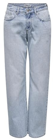 ONLY Jean Coupe Droite ONLELLA Taille Moyenne Straight Fit Jeans Light Blue Denim S 30 Light Blue Denim S / L30