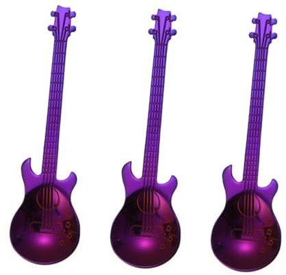 Cabilock 3 Stk Kaffeerührlöffel Löffel Zum Servieren Von Speisen Gitarre Teelöffel Suppenlöffel Espresso Esslöffel Trinklöffel Zuckerlöffel Breilöffel Gitarren-kaffeelöffel Violett