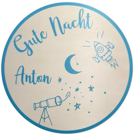 NordicDeern Babygeschenk personalisiert mit Namen, 20 cm, 30cm Bild aus Holz, zur Geburt, Kinderzimmer Dekoration, Babyzimmer Junge & Mädchen, Meilenstein Weltraum Namensschild