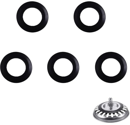 5 Pcs Kitchen Sink Drain Seal Ring,O-Rings Gasket Seal for Kitchen Basket Strainer Plug Rubber Seal Gasket Rings Washer Bathroom Sink Drain Seal Rings,Black
