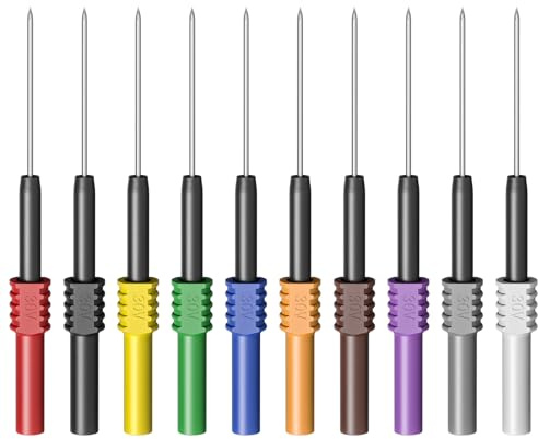 Cleqee 10 stycken bakre provstift flexibla testspetsar 10 färger för punktering av ledningar bil reparation elektrisk test
