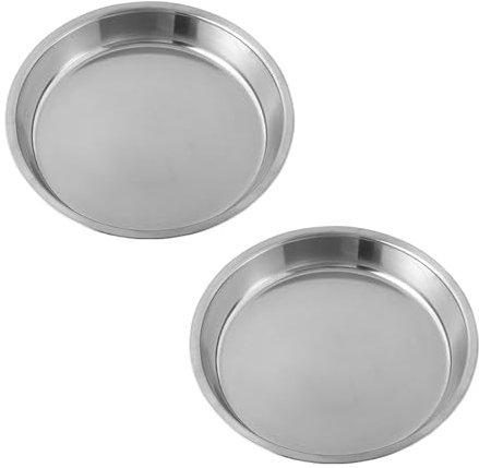 Paquete de 2 bandejas de acero inoxidable para servir alimentos, platos de vapor, sartenes para servir liangpi, moldes para cocinar al vapor y servir