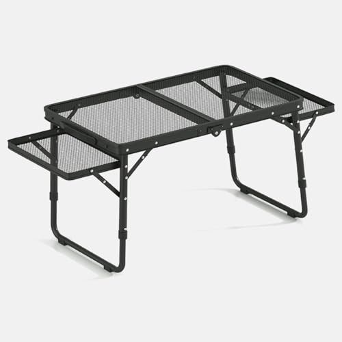 LEIYTFE Tavolo da Campeggio da Tavolo in Acciaio al Carbonio,Tavoli da Campeggio Pieghevoli,Tavolo Portatile per Grigliate per Esterni, Campeggio, Cucina, Barbecue, Camper, Picnic(Extended,L)