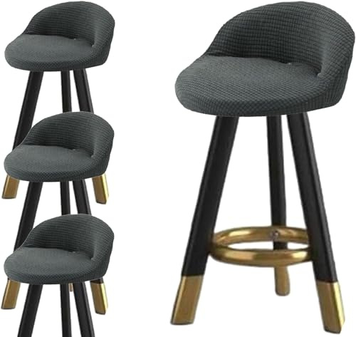 Hoowarm Redondo Funda de Taburete Bar con Respaldo，Pack 1/2/4 Curvo Giratorio Fundas Sillas de Comedor，Lavable Cubiertas Protector para Taburetes de Bar para Hotel/Club/Bar/Casa/Altos(A2,4PCS)