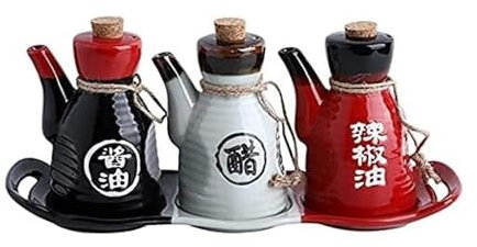 GLJTUO Öl- Und Essigspender, Öl- Und Essigspender, Keramik-Saucenflasche Im Europäischen Stil, Keramikflasche – Sojasaucen- Oder Essig-Menage Mit Ausgießer Zum Kochen,