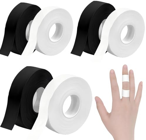 LIUQOBN 6 rotoli di nastro per dita da 1,5 cm × 1,5 m di nastro per dita atletica senza residui forte sport atletici per arrampicata su roccia, arti marziali hockey bastone calcio