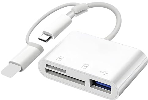 Lecteur Carte SD pour Iphone 3 en 2 Adaptateur Carte SD USB C Lightning vers SD/Micro SD/USB Adaptateur De Carte Mémoire Lecteur De Carte SdPour Iphone 16/15/Ipad/Samsung/Caméra