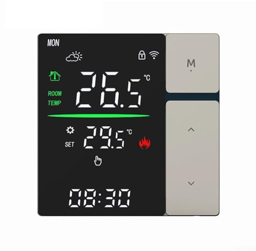 For Tuya WiFi Smart Thermostat 316A with and Google Assistant Voice Control for Electric Floor Heating and Gas Boiler Systems Featuring Remote Temperature Access (Gray 16A-WIFI)