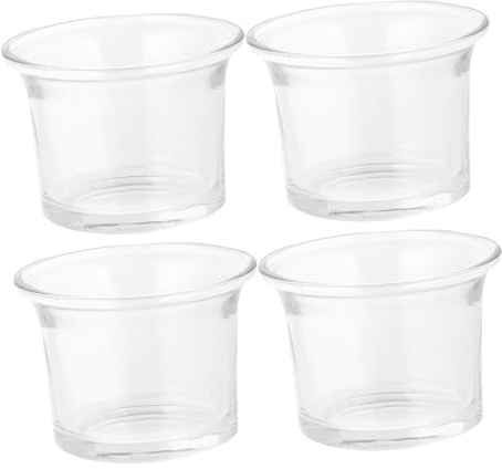 Cabilock Lot de 4 Bougeoirs Ronds en Verre pour Bougies Chauffe-Plat, Design Élégant et Facile à Nettoyer, pour Dîners et Décorations de Mariage