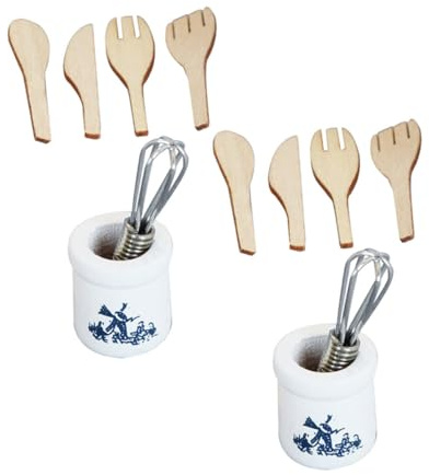 ORFOFE 2 Ensembles Kit Ustensiles Cuisine Miniature Réalistes avec Seau pour Décoration Maison de Poupée Micro Scène Jeu Garçon Fille