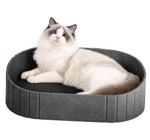 Kratzbrett für Katzen 61 cm, Großes Kratzpappe in Sofa-Form, Runde Katzenbett aus Hochwertiger Filz, für Katzen zum Kratzen und Ausruhen, Ideales Kätzchen Geschenk (Dunkelgrau)