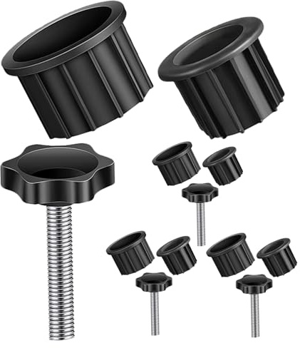 DECHOUS Cache-Anneaux de Rechange pour Pied de Parasol de Terrasse Lot de 12 Set de Pièces en Plastique Noir Embouts pour Trous de Base de Tube de Mât M8 Accessoires Résistants aux