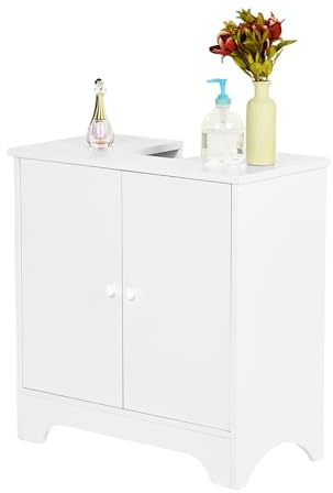 buybyroom Förvaring av badrumsskåp, förvaringsskåp för badrum, 2 dörrar garderob med hylla, 30 x 60 x 60 cm, vit