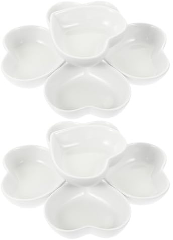 OSALADI Set da 10 Ciotole per Salsa in Ceramica a Forma di Cuore, Piattini per Condimenti e Finger Food, Piatti Piccoli per Sushi e Salse, per Cucina e Ristorazione Riutilizzabile
