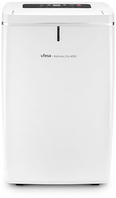 Ufesa Wellness Dry 4000 Deshumidificador 16L/24h, Silencioso 43dB, Sensor de Humedad, Función Secado Ropa y Purificación de Aire, Depósito 5L, Temporizador 24h, Hasta 30m², Apagado Automático