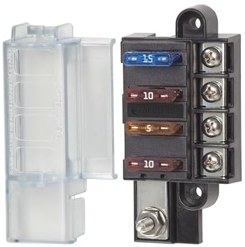 Blue Sea Systems ST Blade Fuse Block Compact 4 Circuit With Cover, 100 Amps, 5045