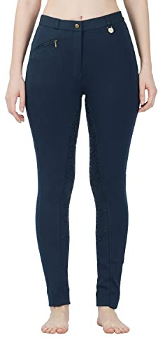 Avon Equine Women's Cotton/Lycra Soft Stretchy Silicon Jodhpurs JODS with Zip Pocket Ladies Knee Patch Equestrian Pants Full Seat 4 Way Stretch Jodhpurs Pant