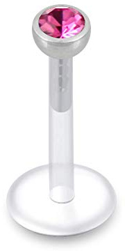 Monster Piercing 3MM Crystal Stone Chirurgenstahl Ball Push Fit Top mit UV-Bio-Flex Madonna Labret Tragus Schmuck