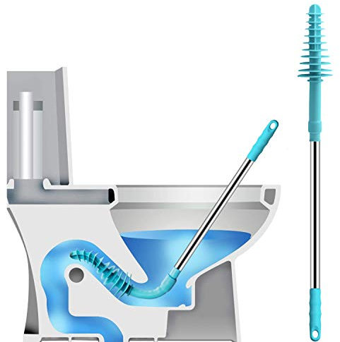 Dveda Saugglocke, Edelstahl-Griff, Flexibler Verstopfungsentferner, Badezimmer-Reinigungsmittel, WC-Dredge Tool für Siphon-Type, ABS, blau, 71.5CM