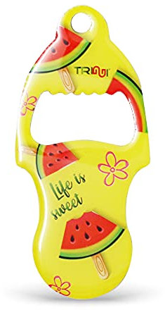TRIGGI® Öffner – Einkaufswagenlöser, Einkaufschip abziehbar Motiv Sommer mit Flaschenöffner, Schlüsselanhänger