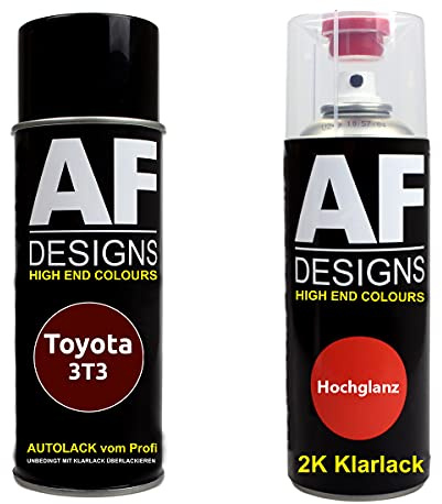 Autolack Spraydose Set für Toyota 3T3 Red Perl 2K Klarlack Basislack Sprühdose Spraydosen 2x400ml
