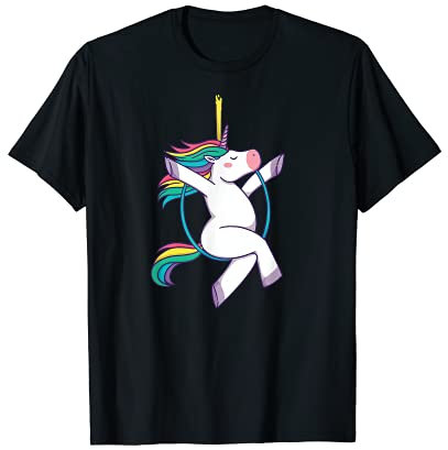 Cute Unicorn on an Aerial Hoop - Magical Illustration T-Shirt