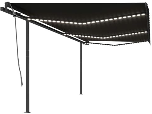 vidaXL Markise Automatisch mit LED Windsensor Gelenkarmmarkise Sonnenmarkise Balkonmarkise Sonnenschutz Sichtschutz Terrasse Garten 6x3m Anthrazit