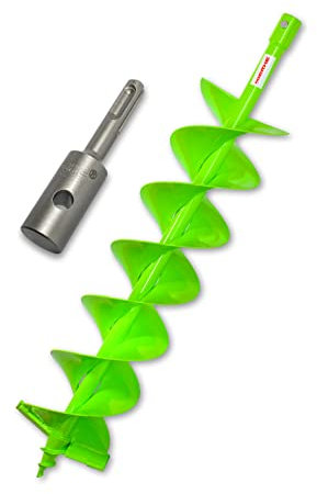 WERHE® Profi Bohrer VollStahl, Erdbohrer für bohrmaschine 180 mm Doppel-Welle extrem robust mit SDS Plus Adapter - Pfahlbohrer Brunnenbohrer präzise Bohrspitze.