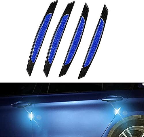 BoYeeBo 4 Stück Reflektierende Aufkleber für Autotürkantenaufkleber Universal Kohlefaser Türkantenaufkleber für Auto SUV Pickup LKW (Blau)