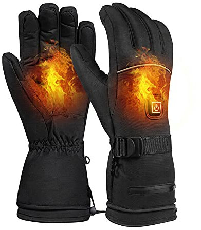 Riloer Beheizte Handschuhe für Männer und Frauen, beheizbare Handschuhe für Motorräder, beheizbare Handschuhe mit wiederaufladbarer elektrischer Batterie, einstellbare Temperaturstufen