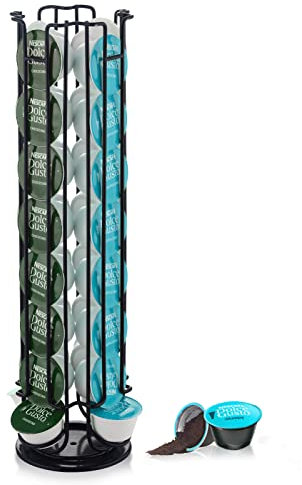 Wdmiya Dolce Gusto Kapselhalter für 32 Stück | Drehbar Kapselspender, Halter für Kaffee Kapseln, Stillvoll Kapselständer zur Aufbewahrung | Groß Fassungsvermögung | (Kapseln Nicht enthalten), Schwarz