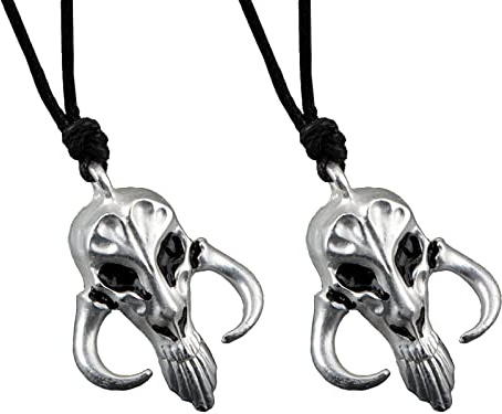 Fengguock 2 Stück Mandalorianische Halskette, Mandalorianischer Anhänger, Star Mandalorian Yoda Charms Seil Mandalorianischem Symbol Disney Edelstahl Anhänger
