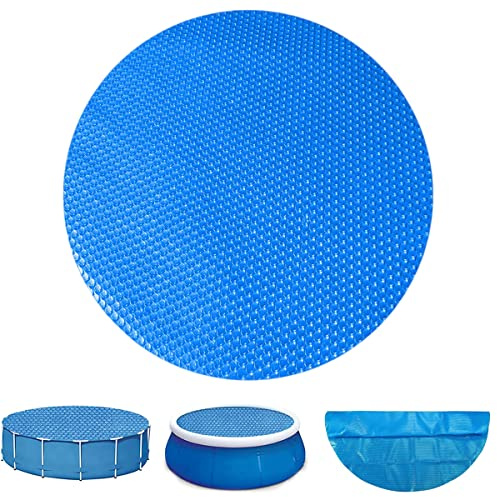 Diameter 15ft Round Solar Pool Cover,Blue Bubble Wrap Heat Retaining Blanket for Above-Ground Swimming Pools and Spas,Rainproof Dustproof Pool Cover Protector Solar Pool Blanket