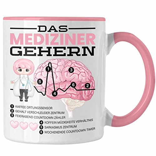 Trendation - Das Mediziner Gehirn Tasse Geschenk Medizin-Studium Arzt Geschenkidee (Rosa)