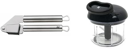 WMF Gourmet Gemüseschneider manuell mit Seilzug, 900ml & Profi Plus Knoblauchpresse 17,5 cm, Cromargan Edelstahl teilmattiert, spülmaschinengeeignet