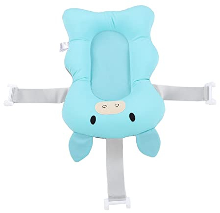 Almohada de Baño para bebé, Algodón Seguro, Ajustable, Transpirable, Cojín de Apoyo para Baño de bebé, Suave para Recién Nacido para Ducha (Azul Claro)
