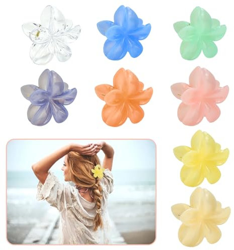 INFOMAG 8 Stück Blumen Haarklammern Set Haarspange Blume Damen Plastik Haarclips Haarkrebs Blume BlüTenblatt Design Haarkrallen Flower Hair Clip Haarspiralen Clip für Frauen und Mädchen