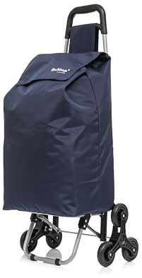 ATX Premium 59L Stair Climber Shopping Trolley Lightweight Hard Wearing & Foldaway Trendy Folding/Collapsible Push/Pull Carts for Easy Storage with 6 Wheels (59L, Navy)