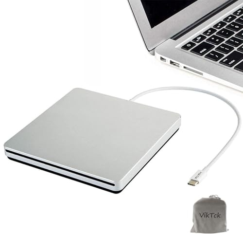 VikTck Lecteur DVD/CD externe USB-C Superdrive pour ordinateur portable, USB 3.0/type-C, graveur de CD/DVD externe, lecteur DVD portable pour ordinateur de bureau, PC, Apple Mac, Windows 11/10/8/7/XP