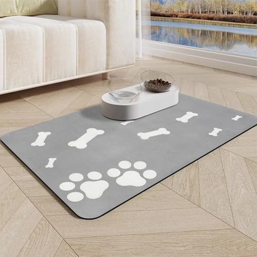Napfunterlage Hunde und Katze - rutschfest Hundenapf Unterlage, Super Saugfähige Schnelltrocknend Futtermatten für Haustier, 60x40cm Futterunterlage für Katzen Unterlage Katzennapf