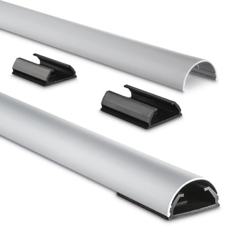 Hama Passacavi in alluminio, semi-circolare, 110 x 3,3 x 1,8 cm, argento