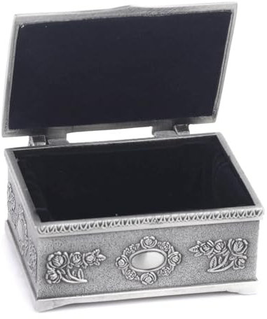 EYPKPL Schmuckkoffer Retro Stil Schmuck Box Zinn Schmuck Fall Mode Antike Silber Schmuck Organizer Box Für Frauen Schmuck Lagerung Box Einfach zu erreichen